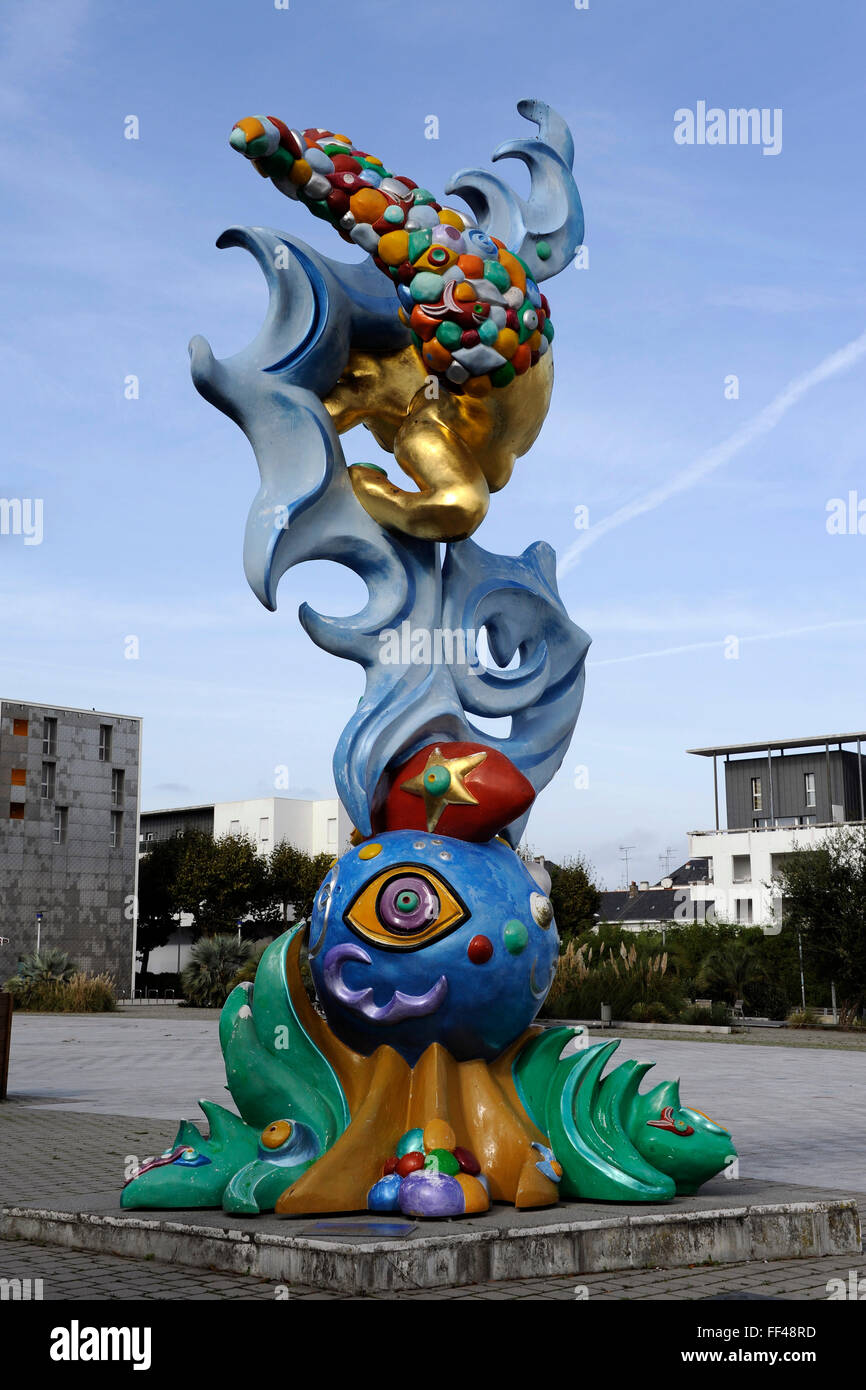 Le voyage de la sirene,la corsa della sirena da Frederica matta,place de l'Amerique Latine,Saint-Nazaire,Loire-Atlantique,Francia Foto Stock