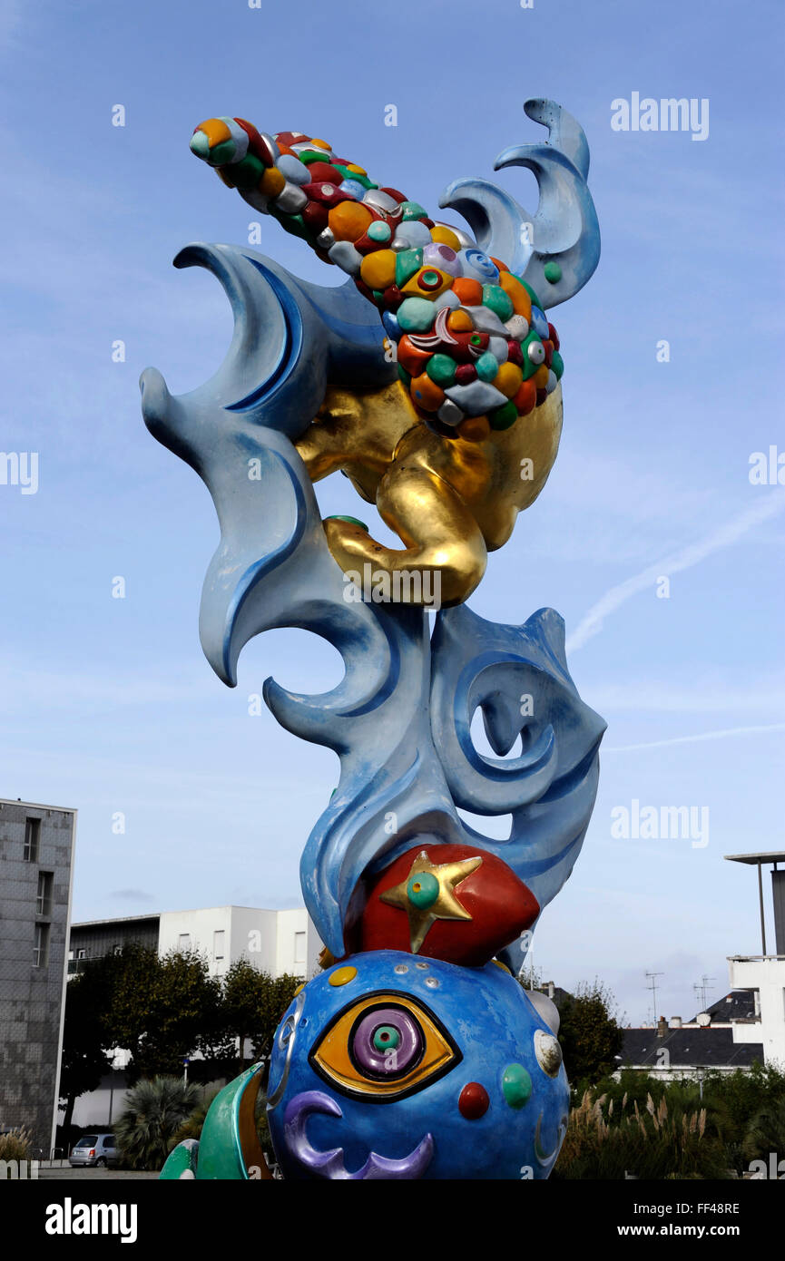 Le voyage de la sirene,la corsa della sirena da Frederica matta,place de l'Amerique Latine,Saint-Nazaire,Loire-Atlantique,Francia Foto Stock