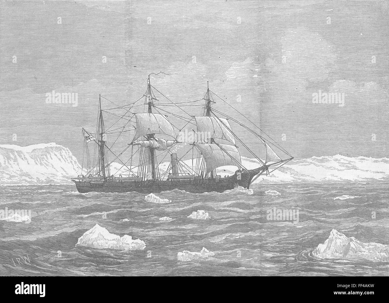 ARCTIC alzando bandiera, raggiungendo il record latitude 1876. Illustrated London News Foto Stock