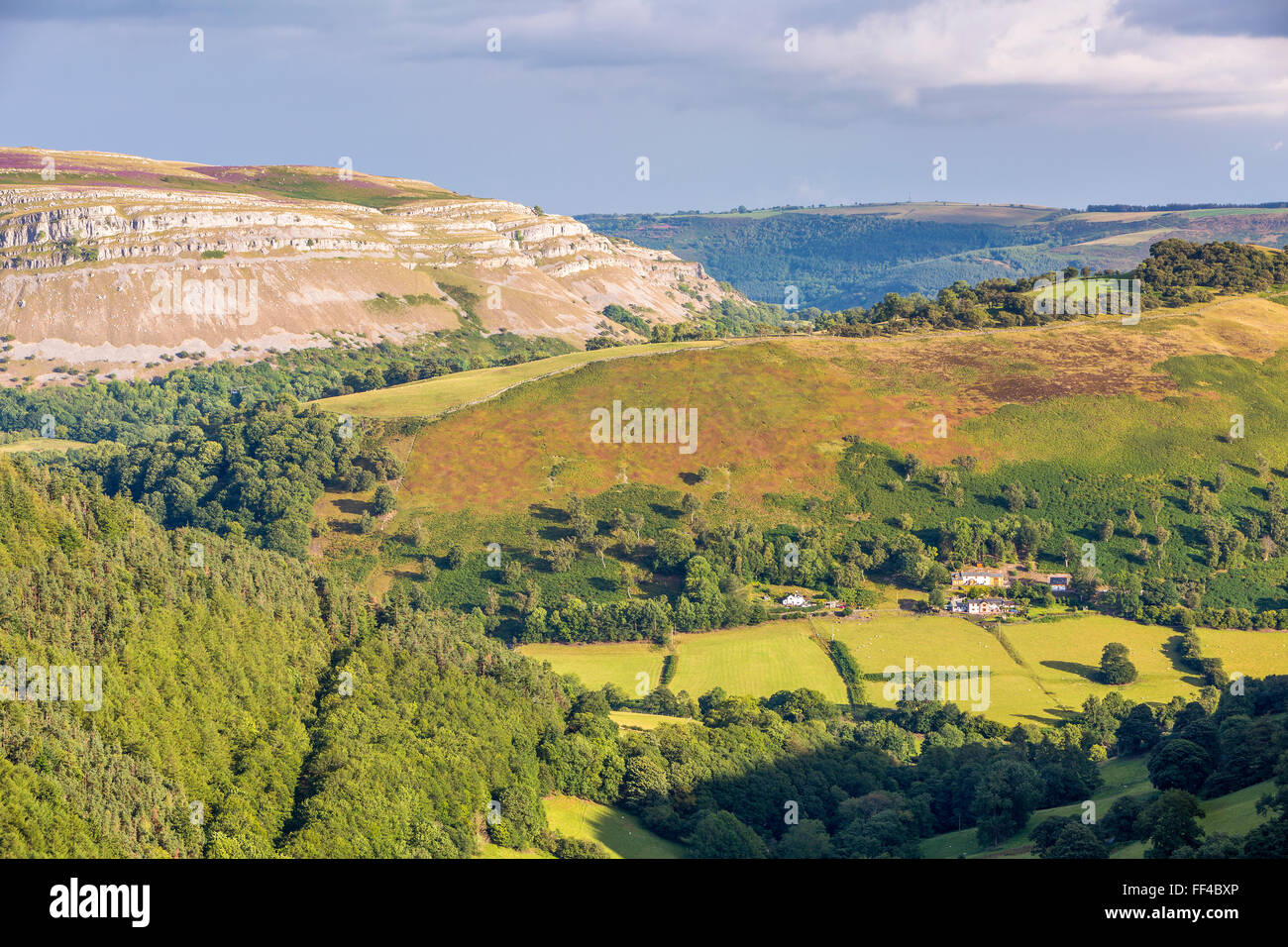 Montagna Maesyrychen visto da passare a ferro di cavallo, Llandegla, Denbighshire, Wales, Regno Unito, Europa. Foto Stock