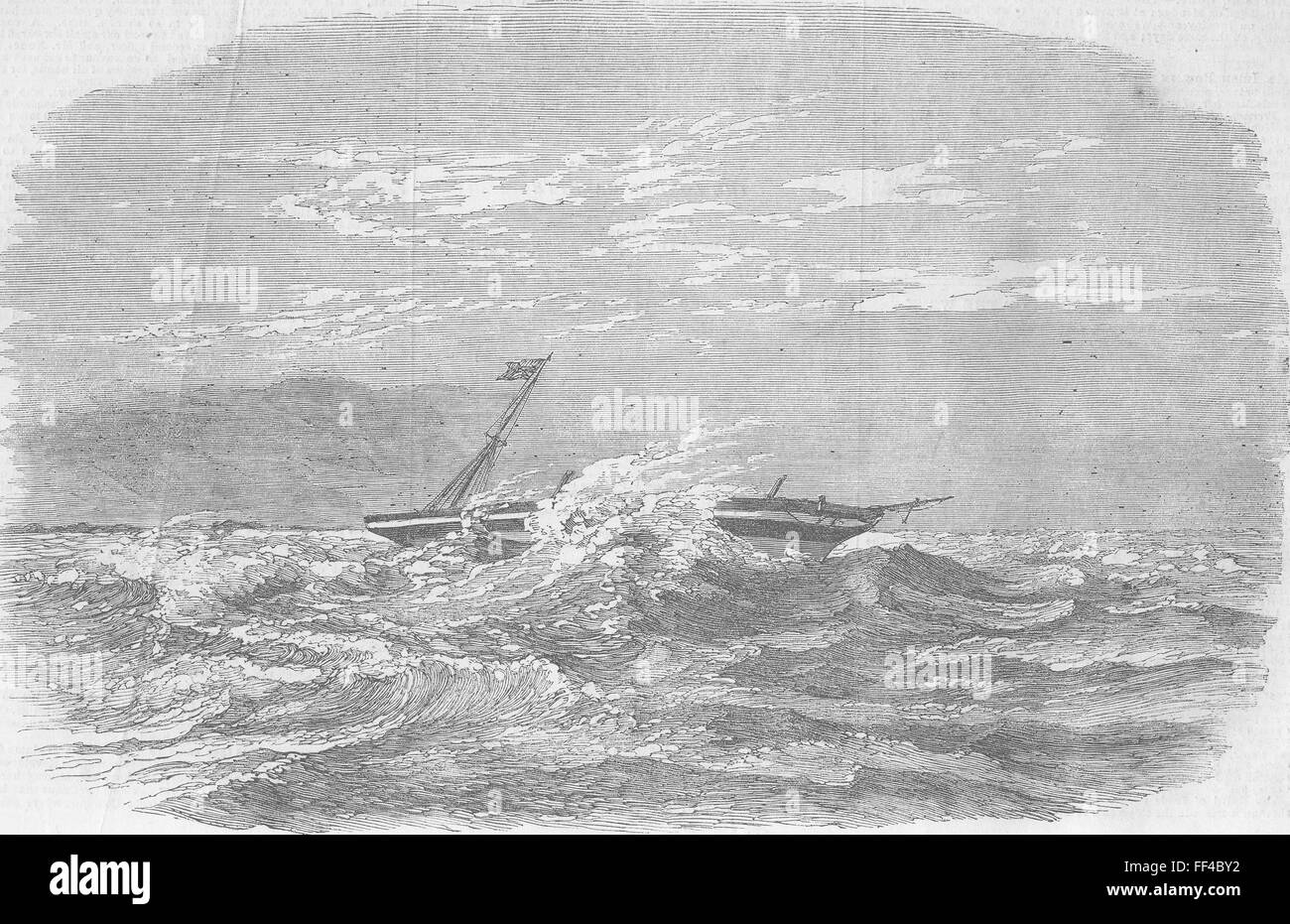 In Cina il relitto della nave Douro, Paracels, Mare 1854. Illustrated London News Foto Stock