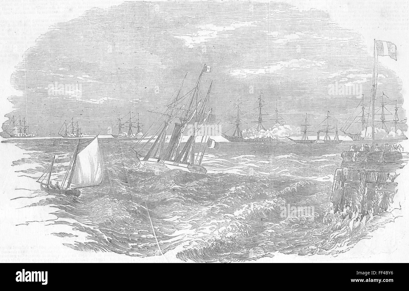 CALAIS Imperatore, Porto, per visitare la flotta inglese 1874. Illustrated London News Foto Stock
