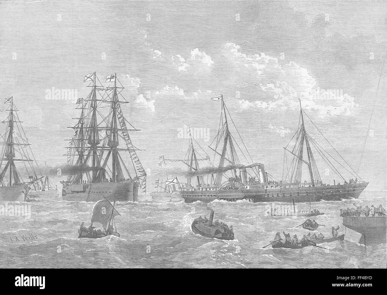 KENT zar russo, Gravesend, il suo yacht 1874. Illustrated London News Foto Stock