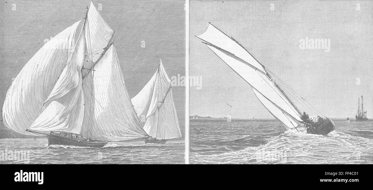 HANTS Racing Yachts fotografato, Southsea 1887. Illustrated London News Foto Stock