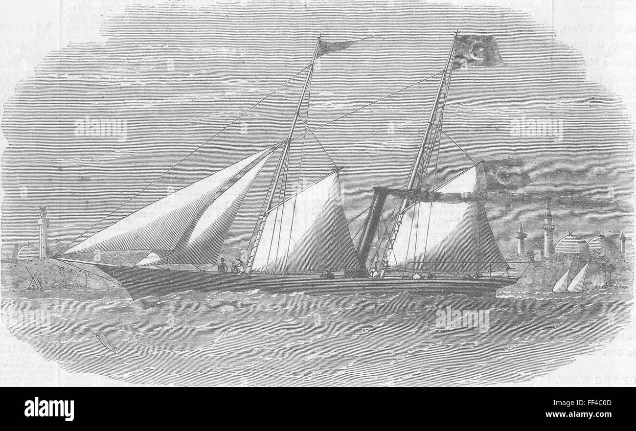 Egitto Steam-Yacht costruito per El Hami Pacha, figlio del Vicerè d'Egitto 1861. Illustrated London News Foto Stock