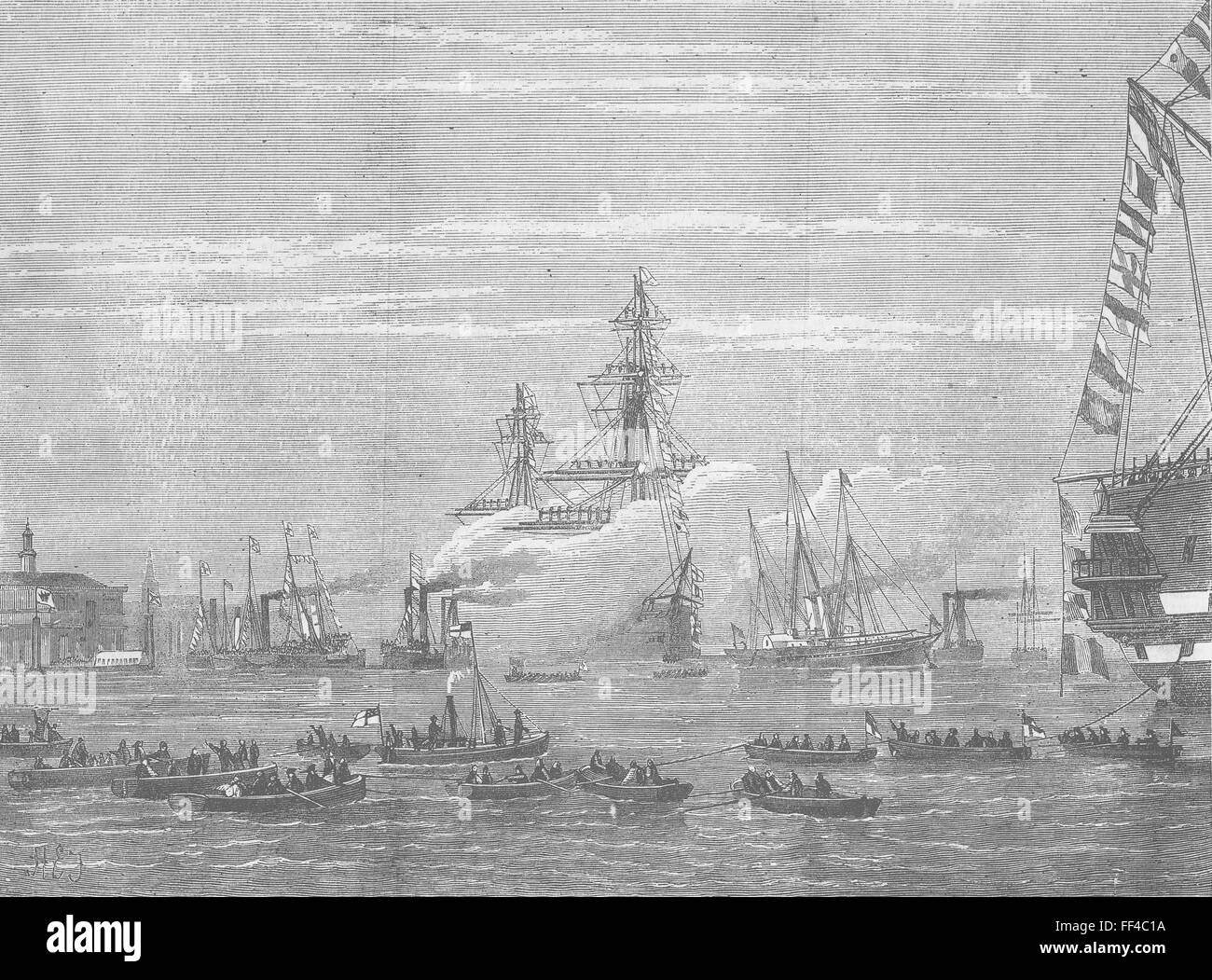 KENT Victoria & Albert Yacht, Gravesend 1874. Illustrated London News Foto Stock