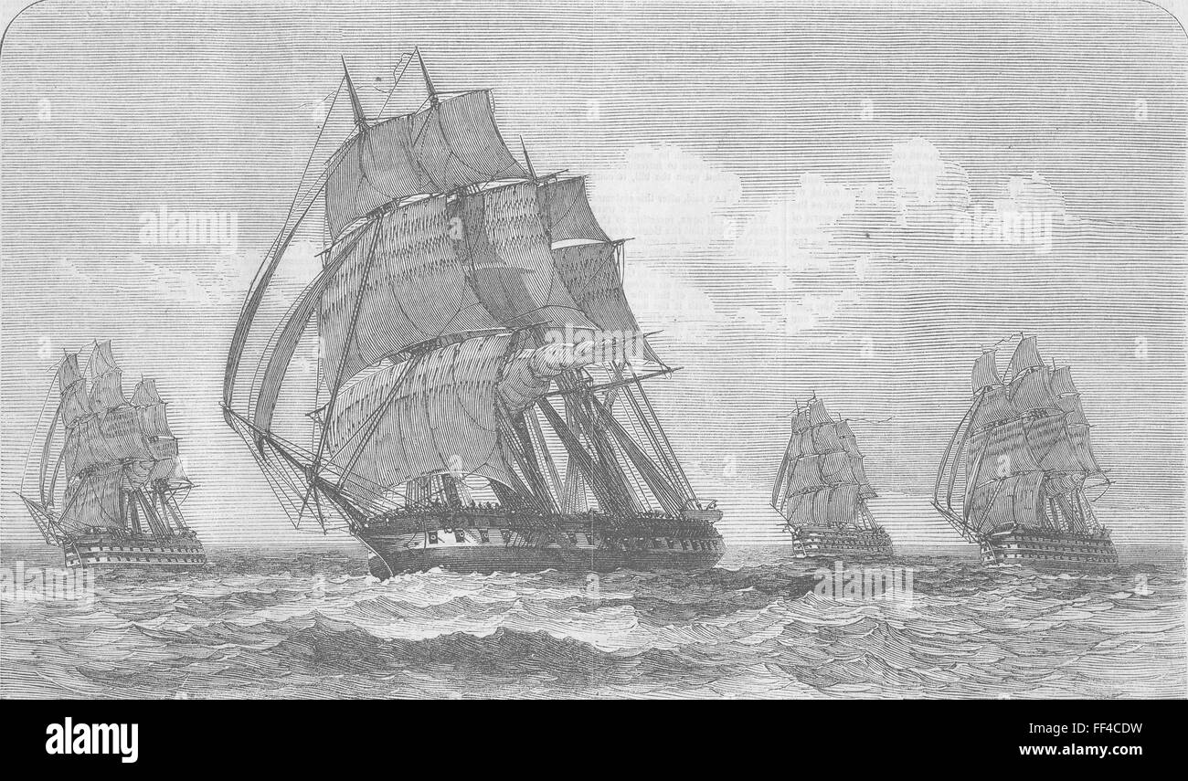 La Turchia Royal Navy corrispondono a vela, il mare di Marmara 1856. Tempi illustrato Foto Stock