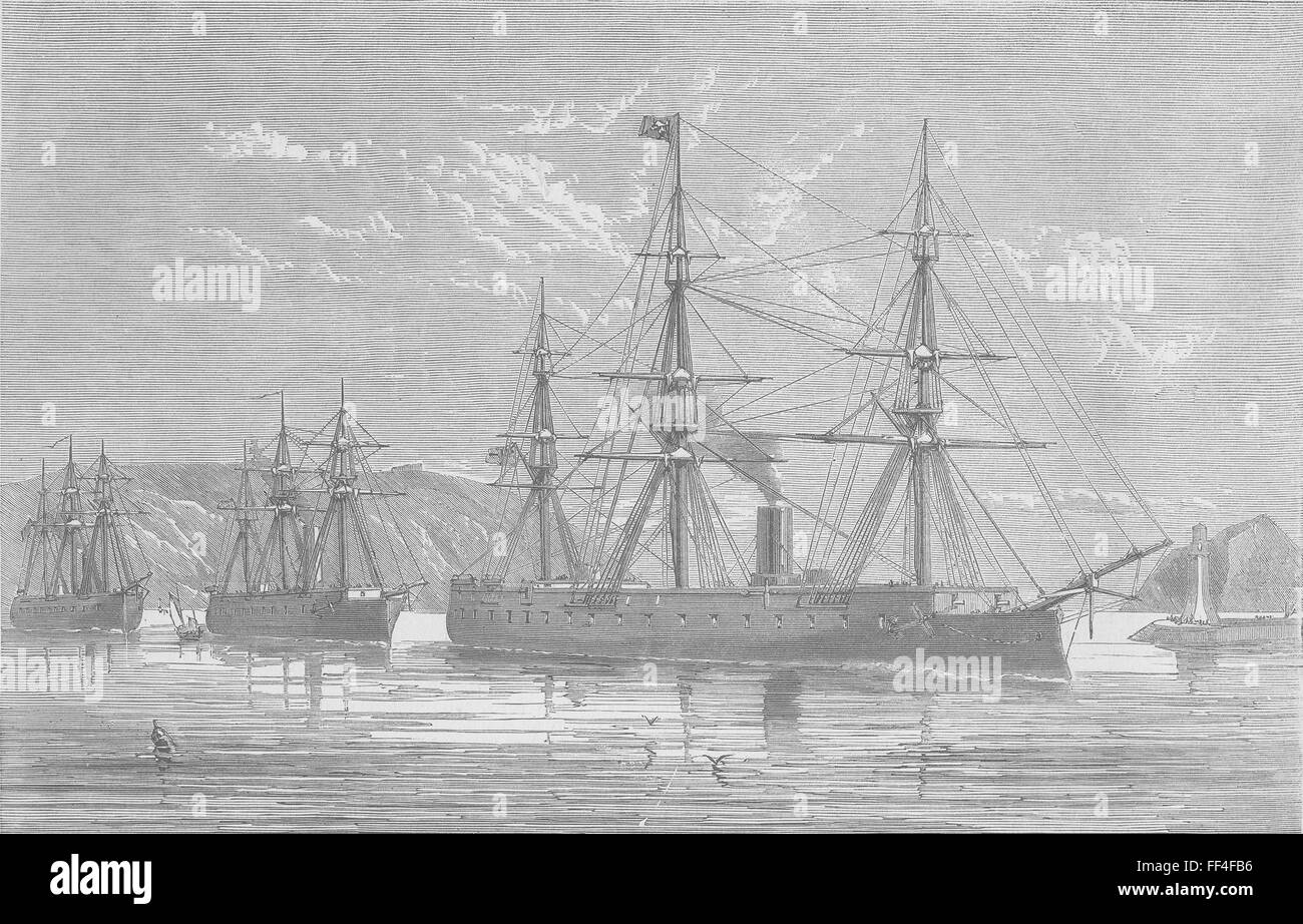 PLYMOUTH Partenza del Ironclads prussiana dal 1870. Il grafico Foto Stock