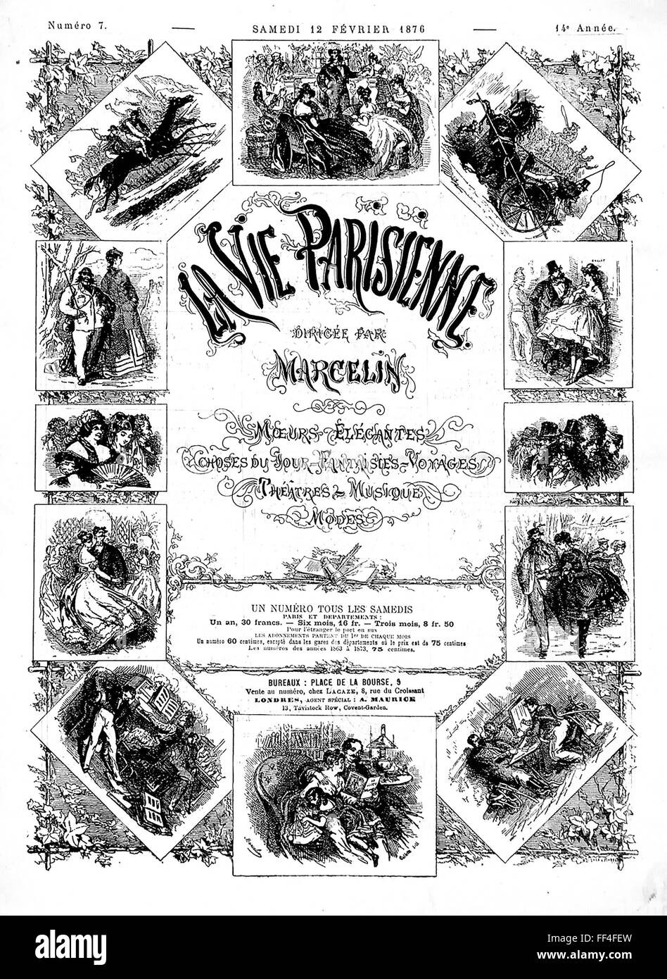 LA vie parisienne rivista francese 1863 al 1970. Coperchio del problema pubblicato il 12 febbraio 1876 Foto Stock