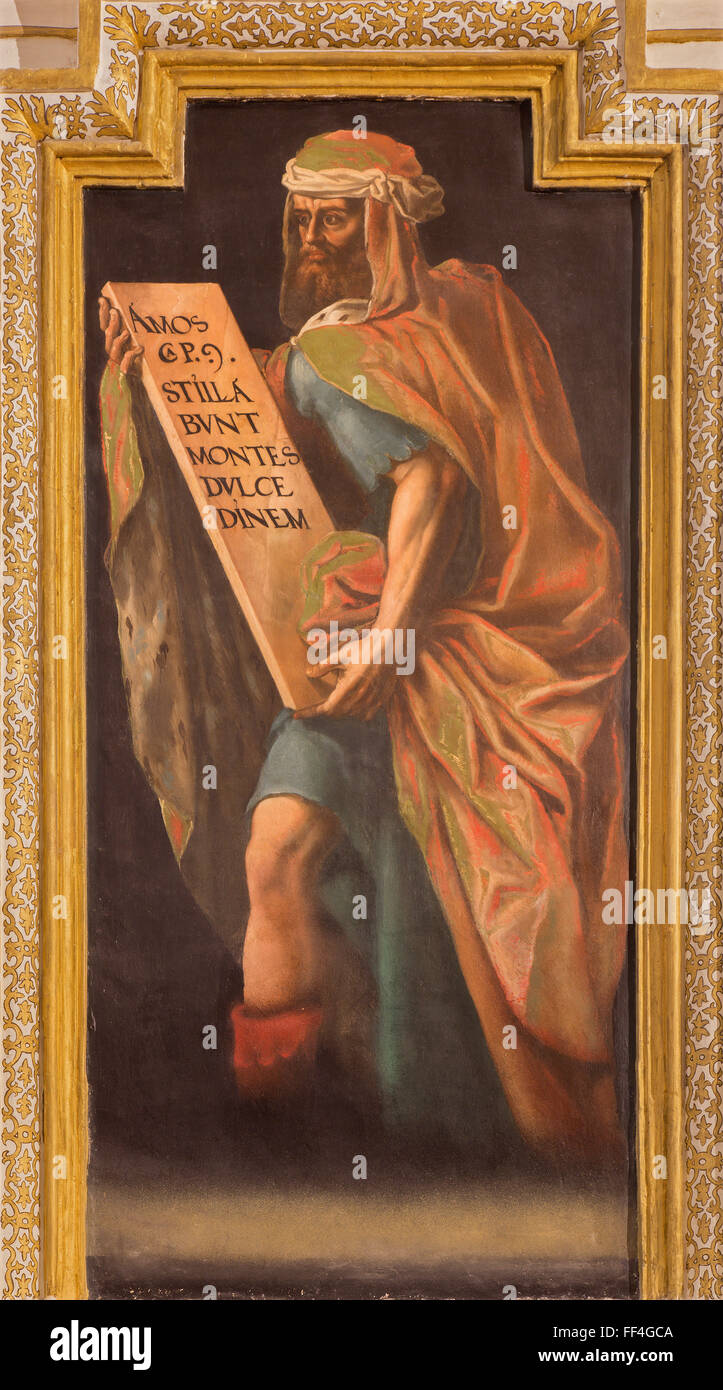 CORDOBA, Spagna - 27 Maggio 2015: l'affresco del profeta Amos nella chiesa Iglesia de San Lorenzo da 15. cent. Di artista sconosciuto Foto Stock