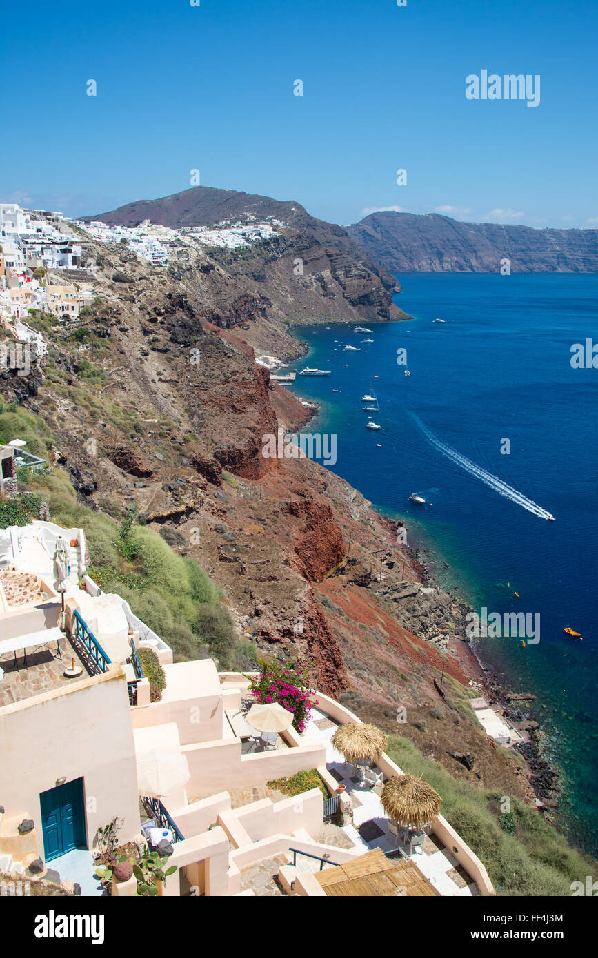 Vista sul villaggio di Oia a Santorini grecia Foto Stock