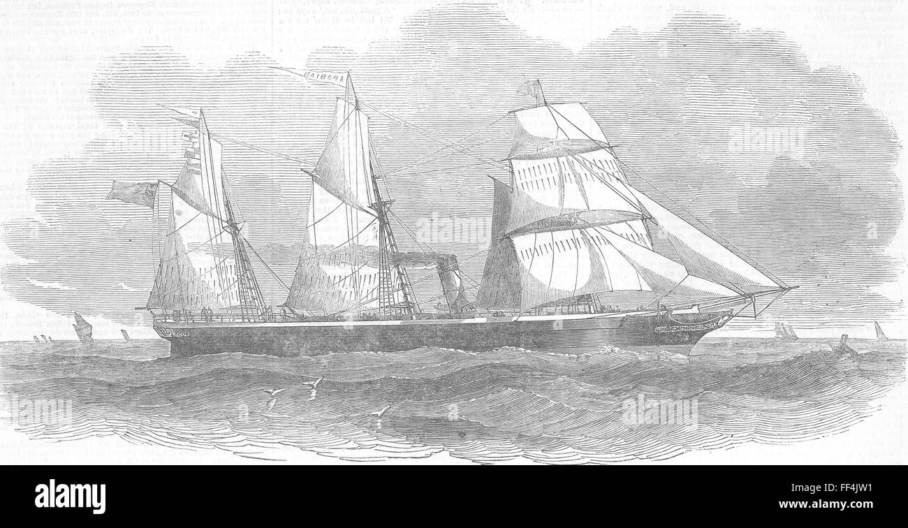 Barche a vapore Mediterranean-Arabian-1851. Illustrated London News Foto Stock