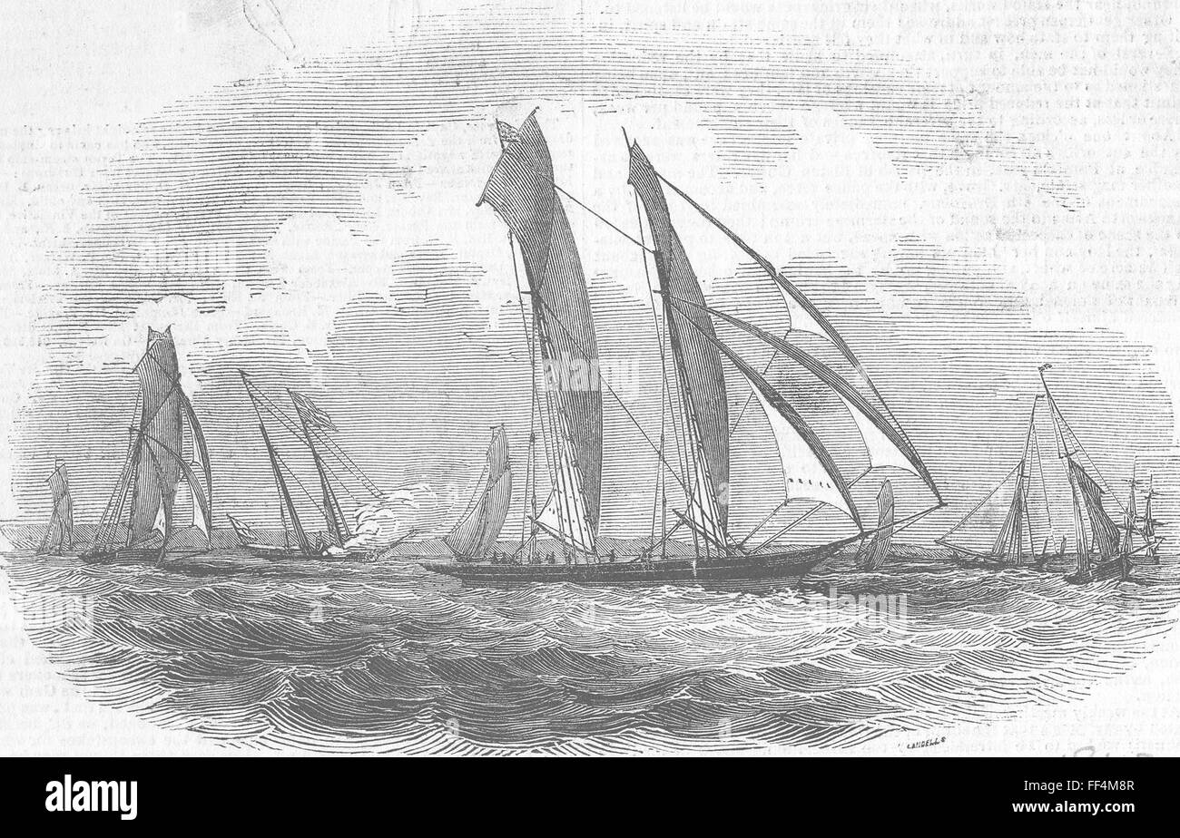 Le navi Il Gem passando il flag-barca 1843. Illustrated London News Foto Stock