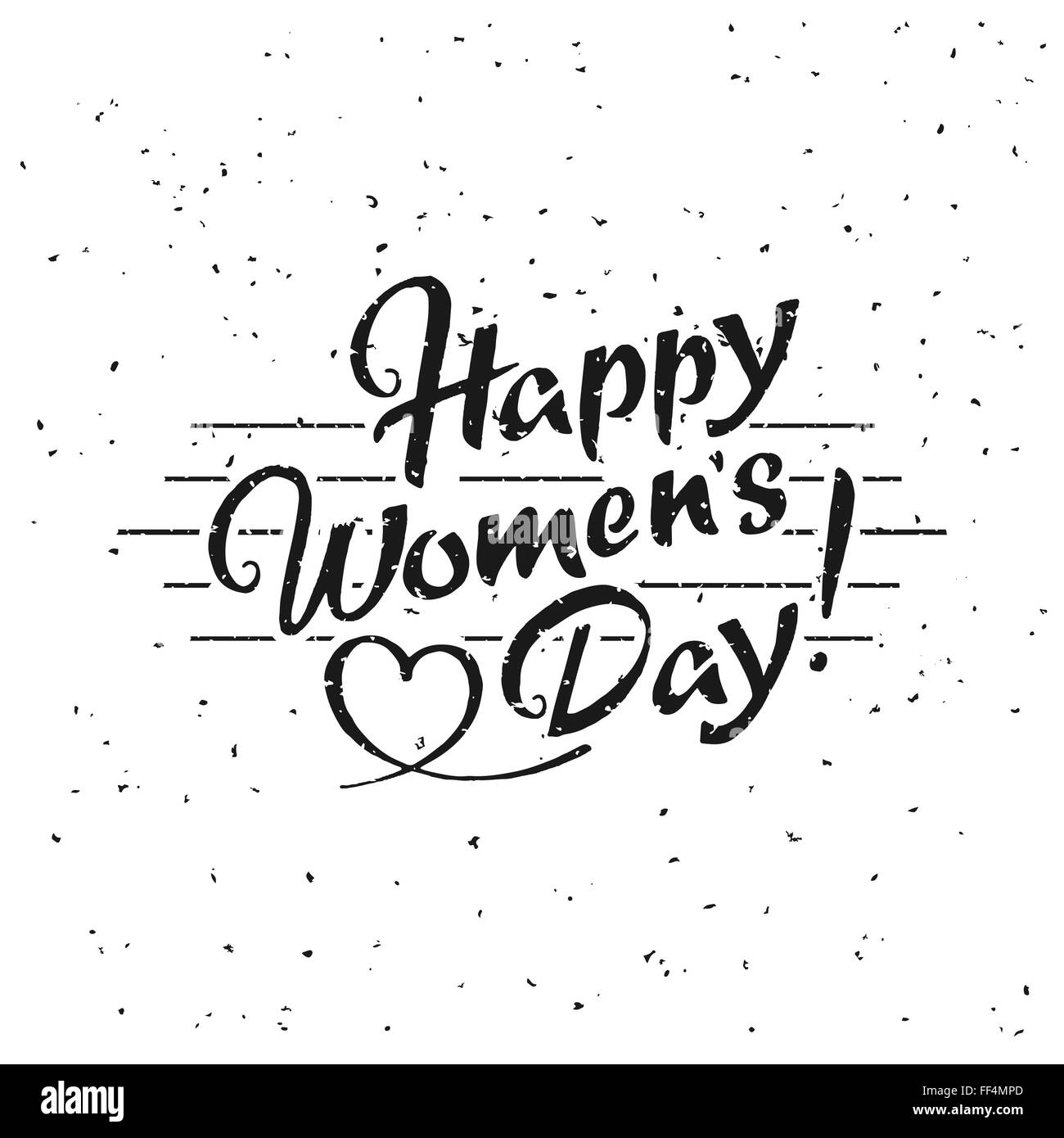 Buon Giorno della Donna disegnata a mano scritte su sfondo bianco per il vostro design Illustrazione Vettoriale