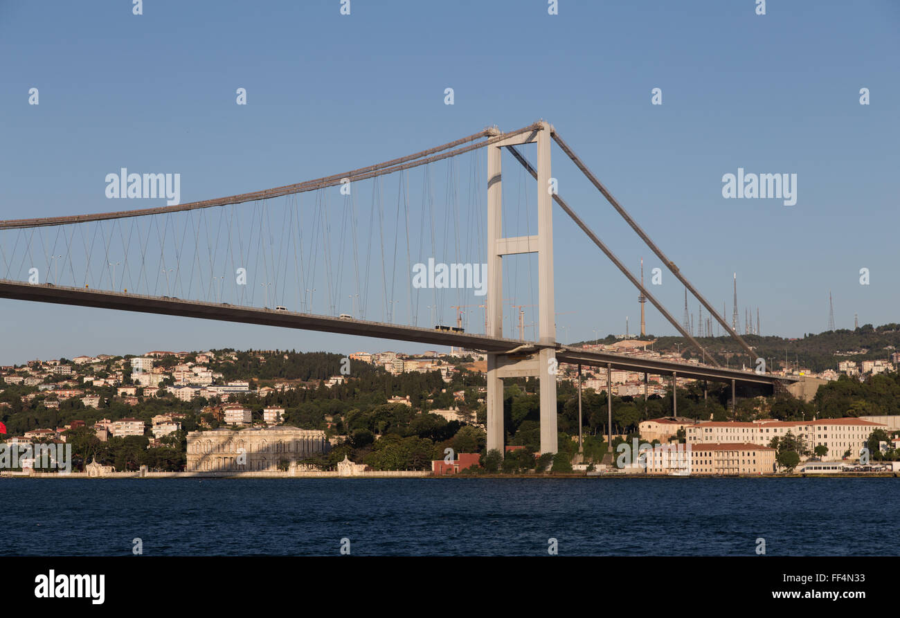 Ponte sul Bosforo tra Europa e Asia nella città di Istanbul, Turchia Foto Stock