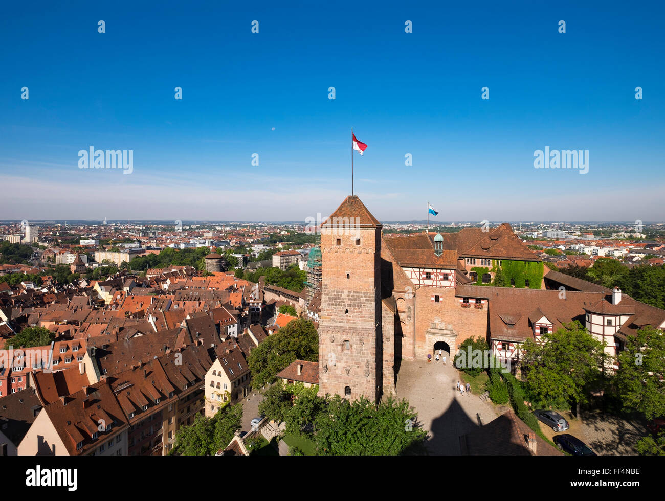 Vista dalla Sinwellturm, Castello di Norimberga, Norimberga, Media Franconia, Franconia, Baviera, Germania Foto Stock