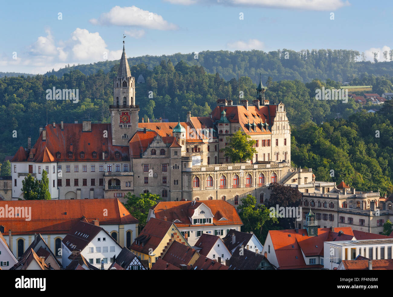 Sigmaringen Castle, Alta Svevia, Svevia, Baden-Württemberg, Germania Foto Stock
