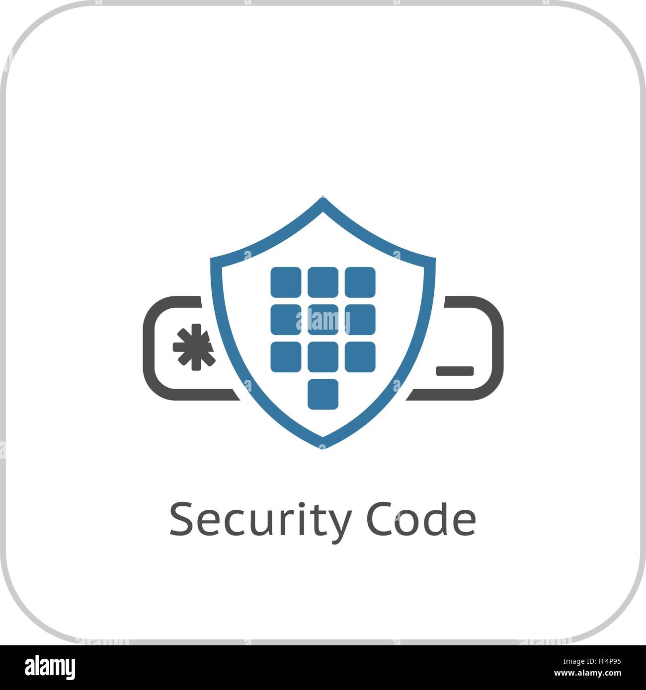Codice di sicurezza e la relativa icona. Design piatto. Illustrazione Vettoriale