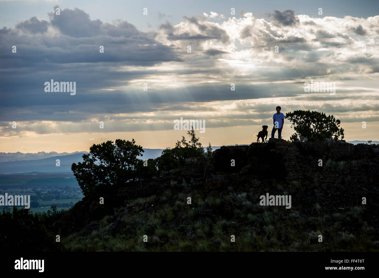 Escursioni nel deserto dell'Idaho vicino al sud Menan Butte. Foto Stock