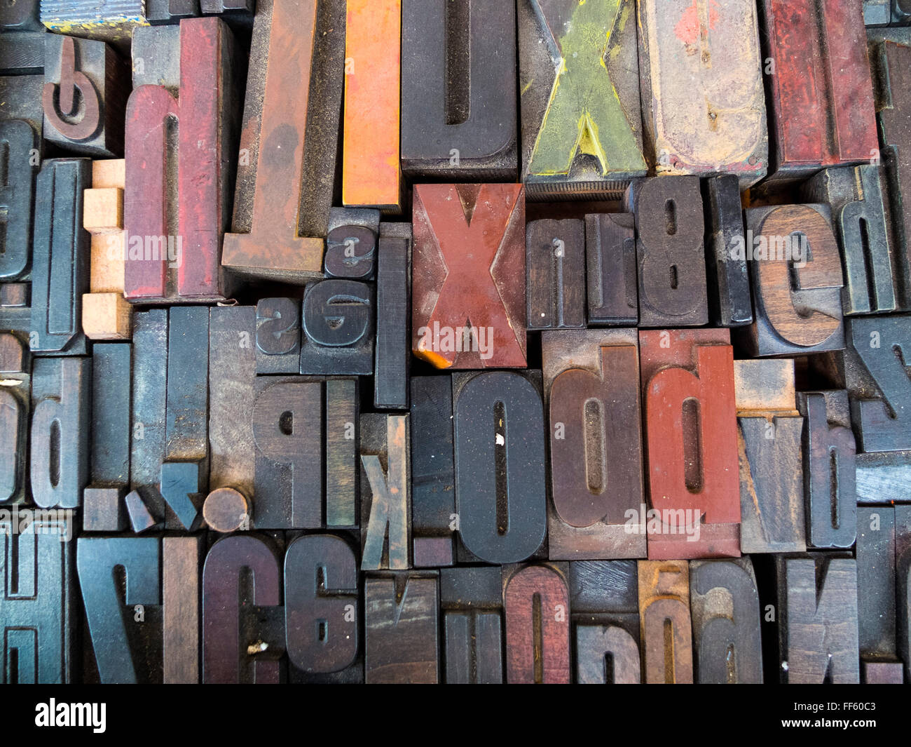 Tipo di legno lettere Foto Stock