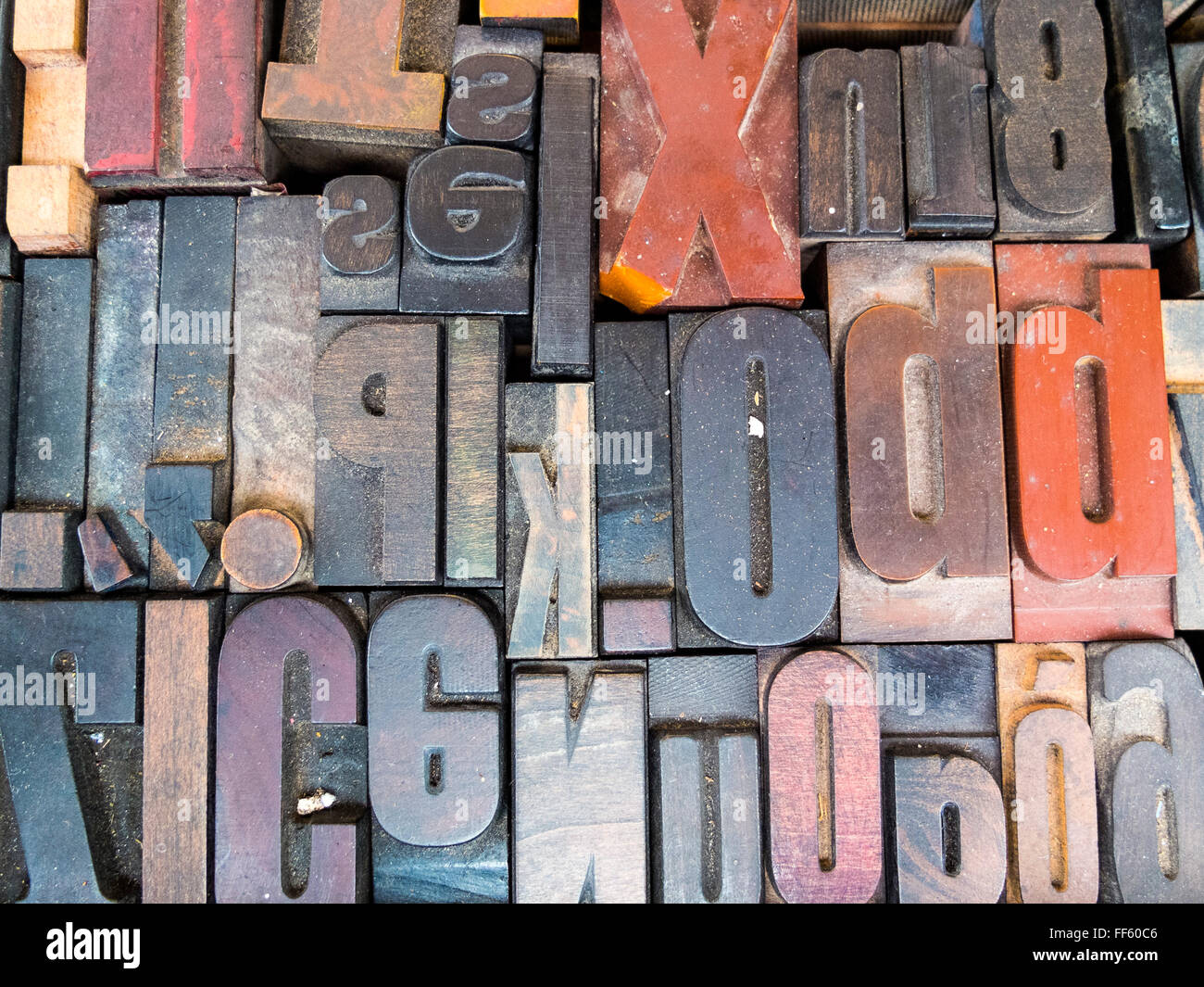 Tipo di legno lettere Foto Stock