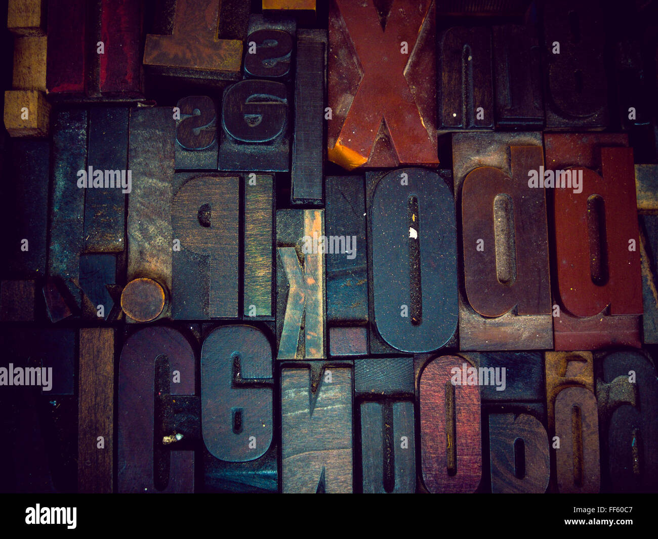 Tipo di legno lettere Foto Stock