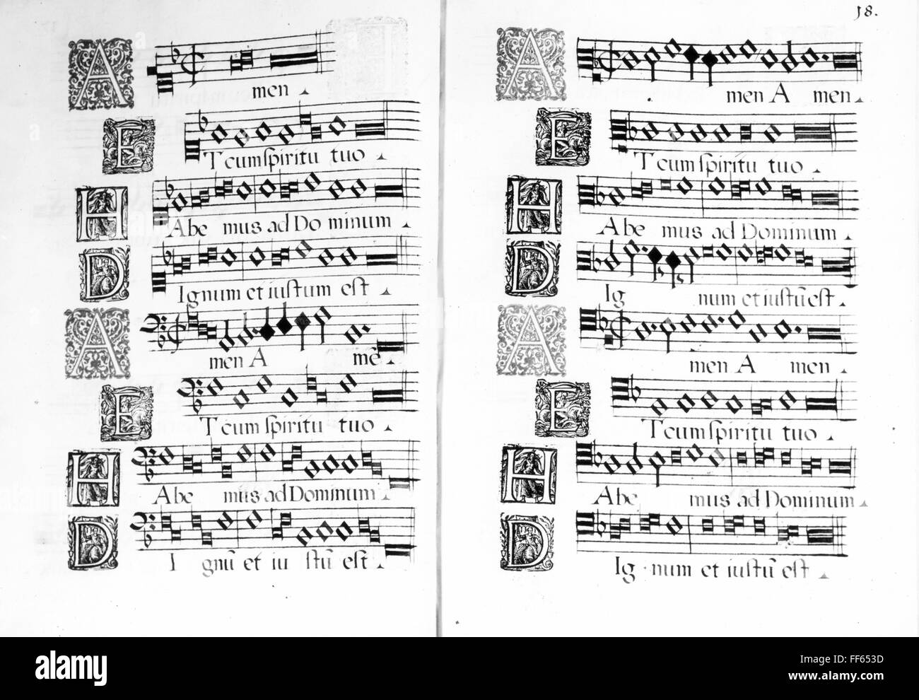 Musica, notazione, 'Cantiones ecclesiasticae' di Matteus Offert, 1597, Biblioteca di Stato bavarese, Monaco, diritti aggiuntivi-clearences-non disponibile Foto Stock