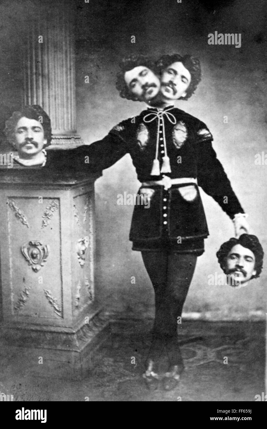 Fotografia, fotografia precoce, uomo con testa duplicata, scheda cabinet, J.Picot, Ulm, XIX secolo, XIX secolo, lunghezza intera, in piedi, in piedi, tenere, tenere, testa, teste, effetti speciali, trucco, trucchi, fotografia, foto, fotografie, storico, storico, uomo, uomo, uomo, persone, diritti aggiuntivi-clearences-non disponibile Foto Stock