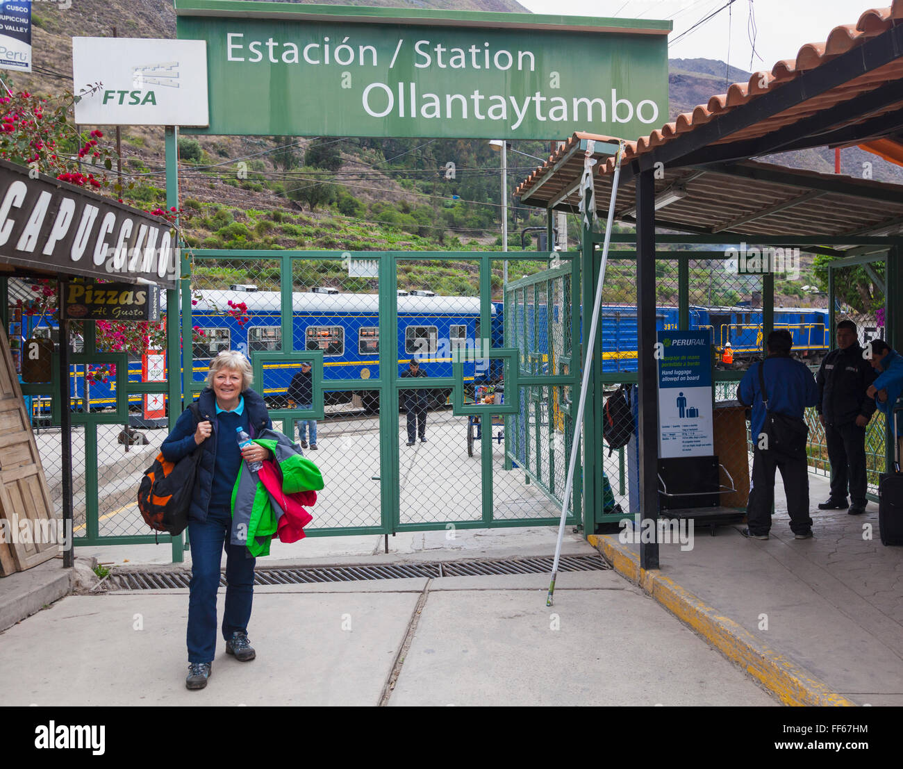 Stazione di Ollantaytambo, Perù Foto Stock