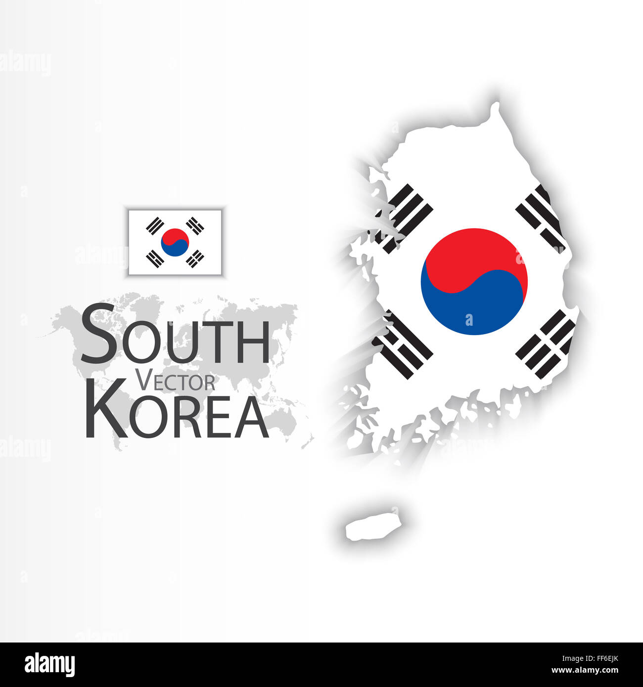 Corea del Sud ( Repubblica di Corea del Sud ) ( bandiera e mappa ) ( trasporto e turismo concept ) Foto Stock