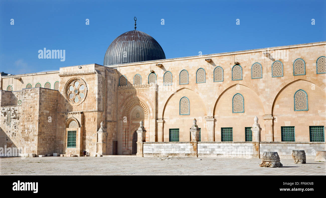 Gerusalemme, Israele - 5 Marzo 2015: la Moschea di Al-Aqsa il Monte del Tempio. Foto Stock