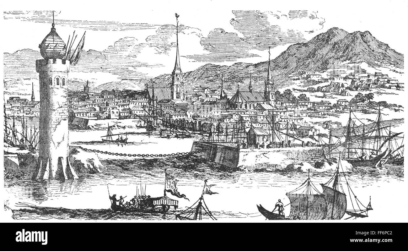 L'Avana, Cuba, 1670. /Nil porto e città dell Avana, Cuba. Incisione su rame, 1670. Foto Stock