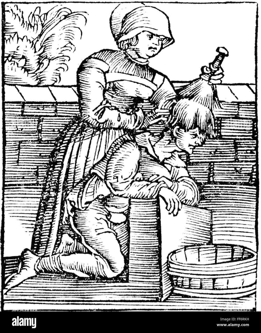 Medicina, igiene, donna spazzolando i capelli dell'uomo, taglio di legno, da: 'Hortus Sanitatis', stampa: Matthias Apiarius (1495 / 1500 - 1554), Strasburgo, 1536, diritti-aggiuntivi-clearences-non disponibile Foto Stock