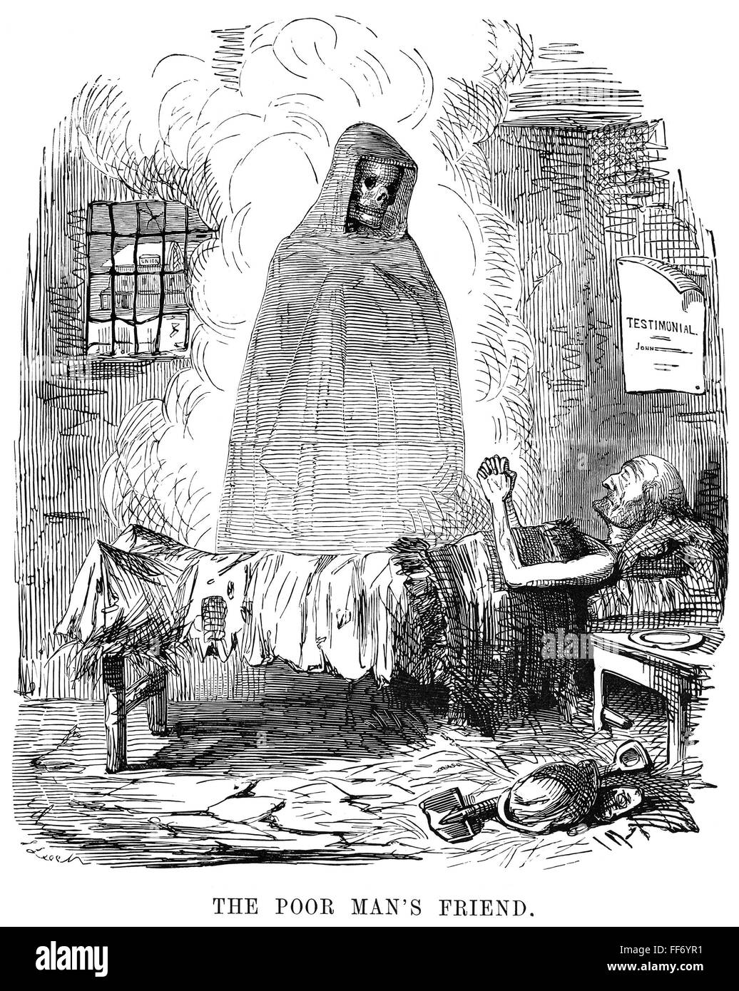 BRITISH POVERTÀ, 1845. /N'Tegli uomo povero amico Cartoon da John Leech da "punzone", 1845. Foto Stock