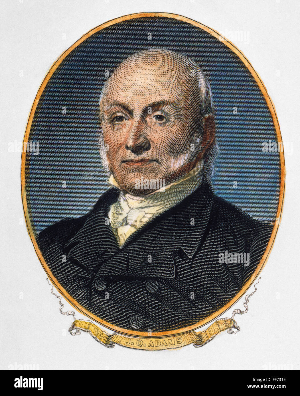 JOHN Quincy Adams /n(1767-1848). 6 Il presidente degli Stati Uniti. Incisione in acciaio, xix secolo. Foto Stock