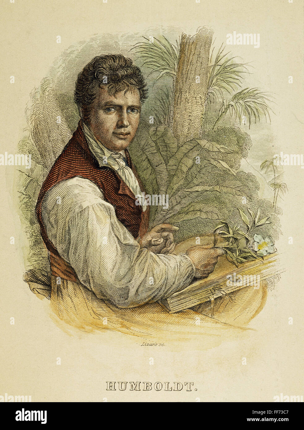 ALEXANDER von Humboldt /n(1769-1859). Naturalista tedesco, viaggiatore e più. Incisione in inglese, 1843. Foto Stock