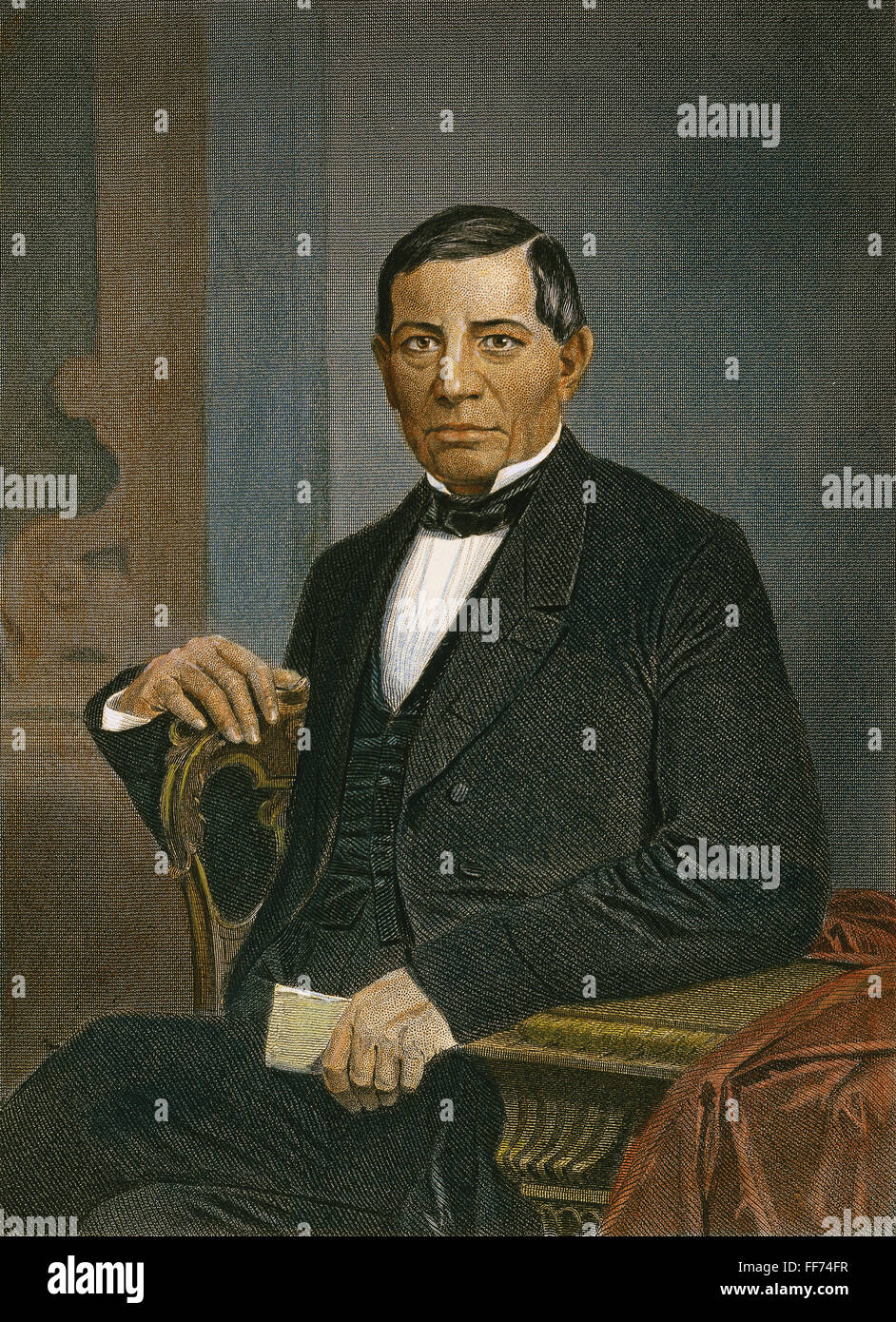 BENITO JUAREZ (1806-1872). /NMexican rivoluzionario e statista. In acciaio colorato incisione, American, 1870. Foto Stock
