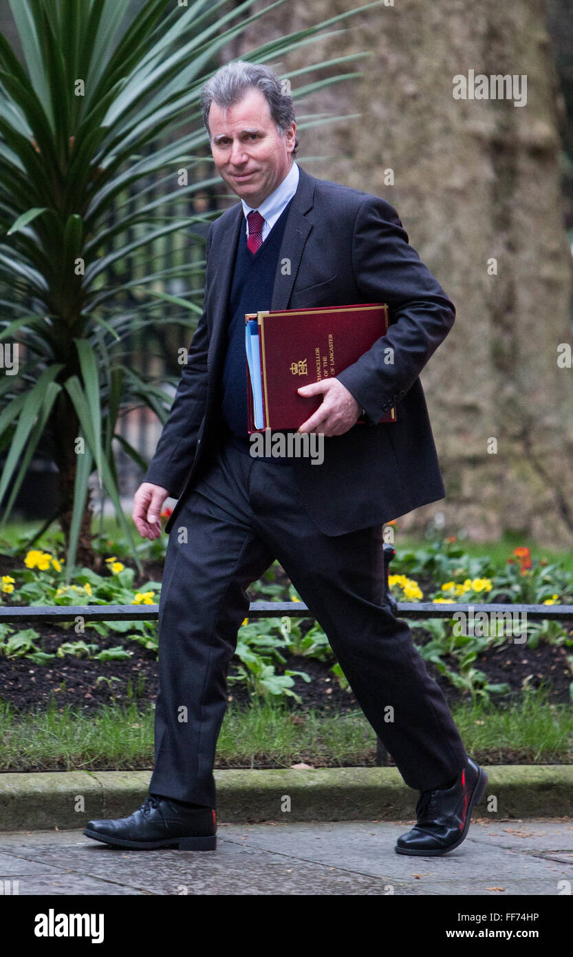 Oliver Letwin,il Ministro di Stato per la politica del governo,arriva al numero 10 di Downing Street per una riunione del gabinetto Foto Stock