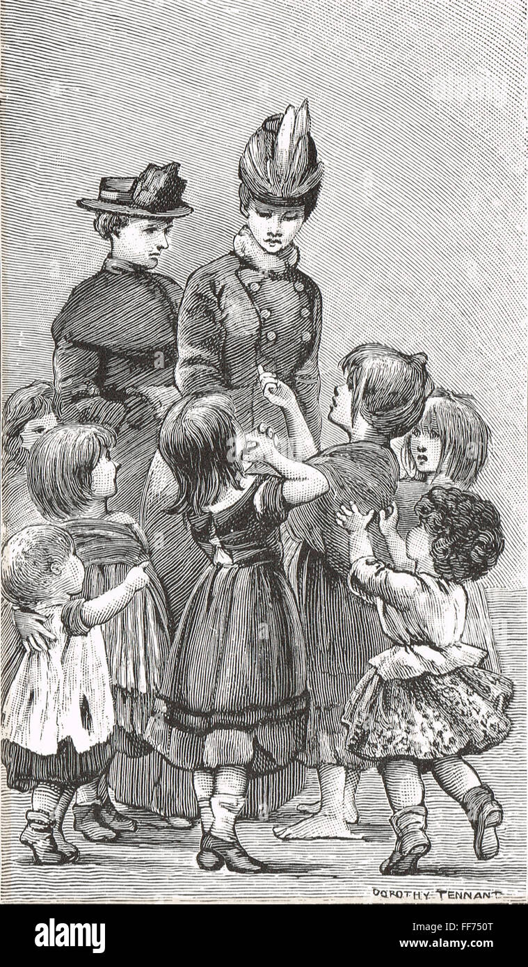 Victorian London Street arabi di accattonaggio Foto Stock