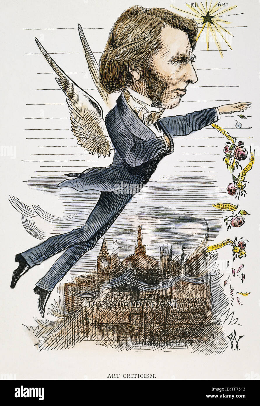 JOHN RUSKIN (1819-1900). /NEnglish critico d'arte e scrittore: la caricatura, 1872 da Federico Waddy. Foto Stock
