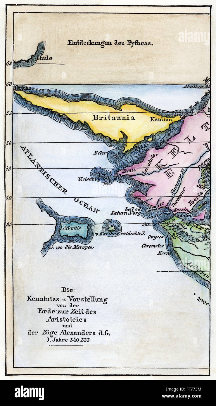 ATLANTIS: mappa, 1831./nAtlantis e il mondo antico come mappato da Ignacy Lelewel nella sua 'Die Entdeckung der Carthager und Griechen auf dem Atlantischen Ocean', Berlino, 1831. Foto Stock