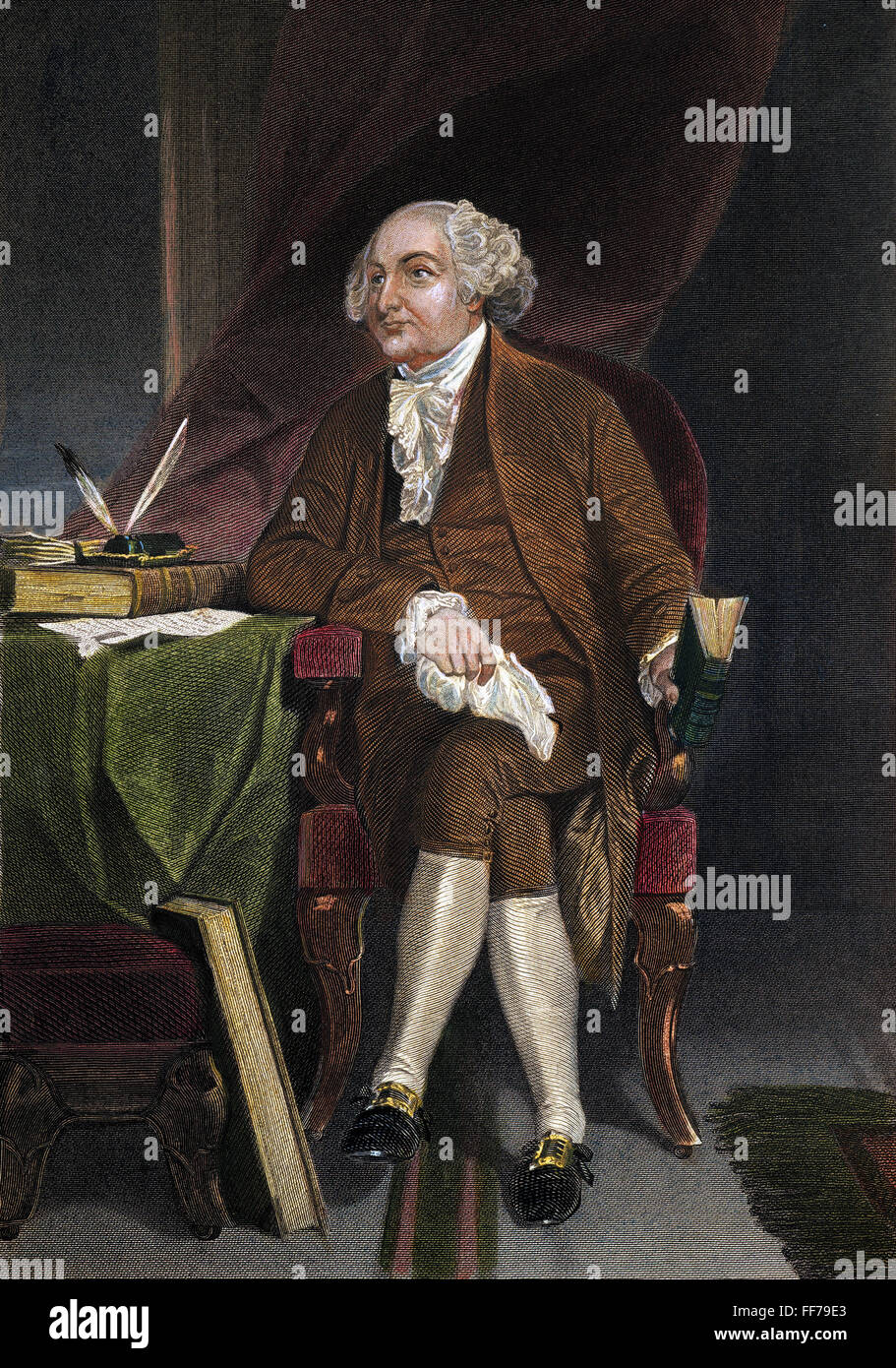 JOHN Adams (1735-1826). /NColored incisione dopo un dipinto di Alonzo Chappel, xix secolo. Foto Stock