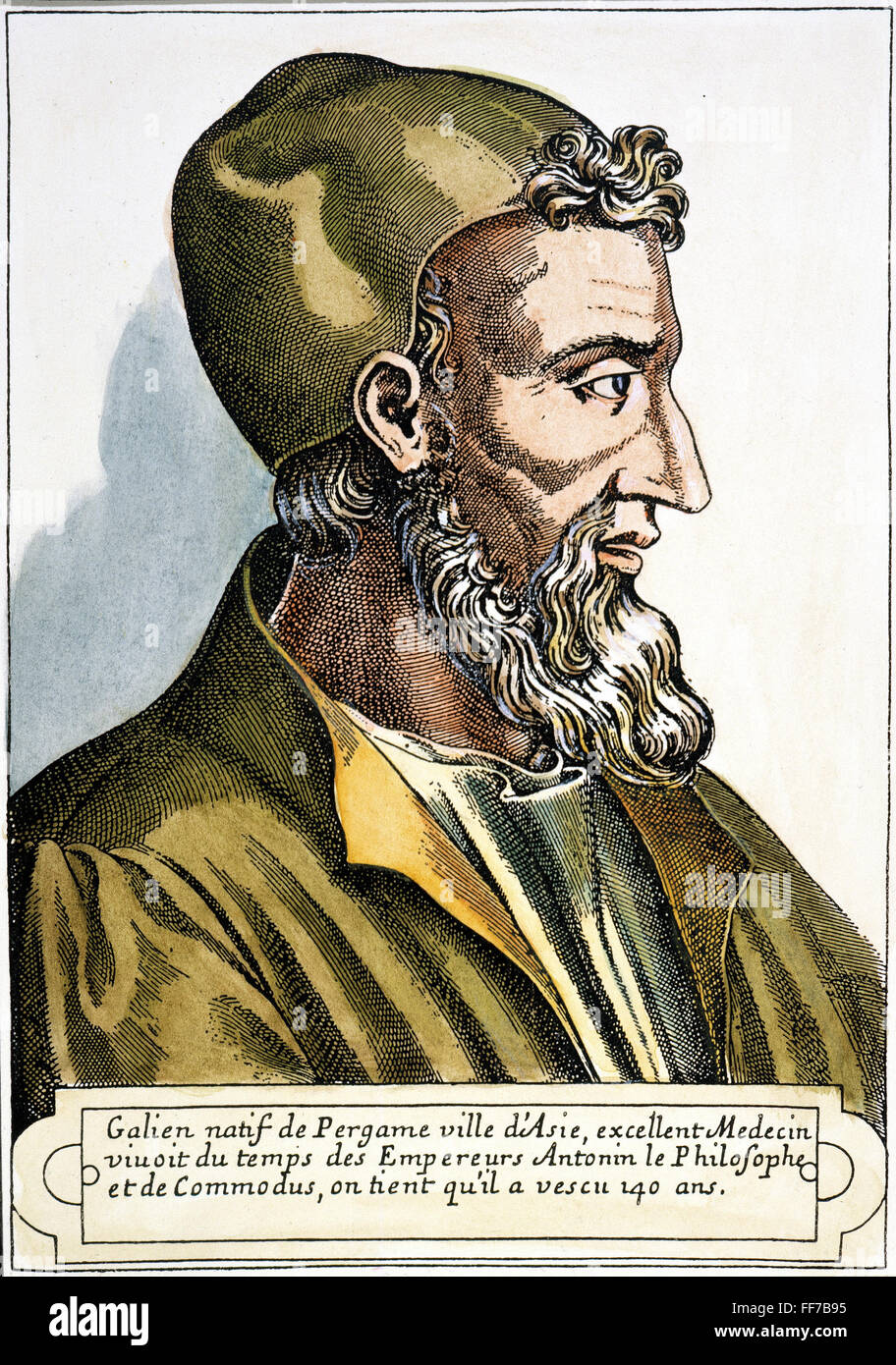 GALEN (129-C200 d.C.). /NGreek medico. La linea di incisione, francese, del XVI secolo. Foto Stock
