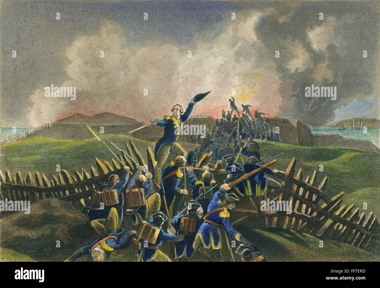 Battaglia di STONY POINT, 1779. /NAmerican truppe sotto generale Anthony Wayne sorprendente e catturare la guarnigione britannica a Stony Point, New York, il 16 luglio 1779. Incisione in acciaio, americano, 1857. Foto Stock