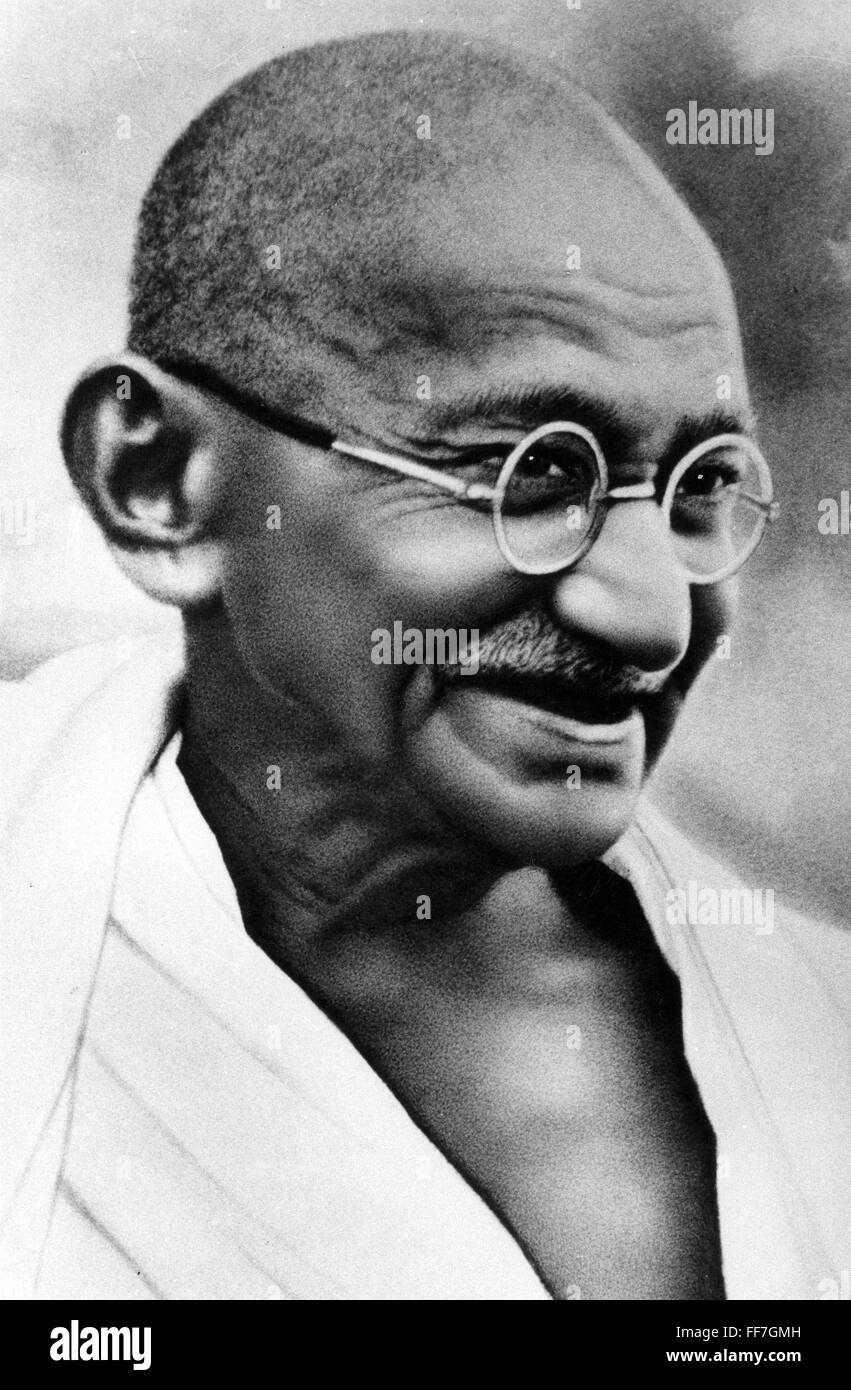 MOHANDAS GANDHI (1869-1948). /NHindu nazionalista e leader spirituale. Foto Stock