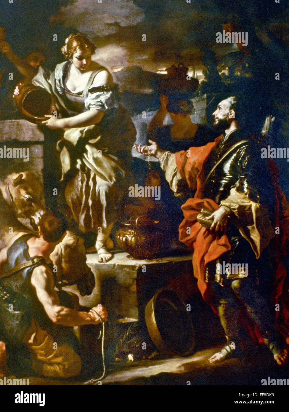 REBECCA al pozzo. /Schappe su tela, 1700, da Francesco Solimena. Foto Stock