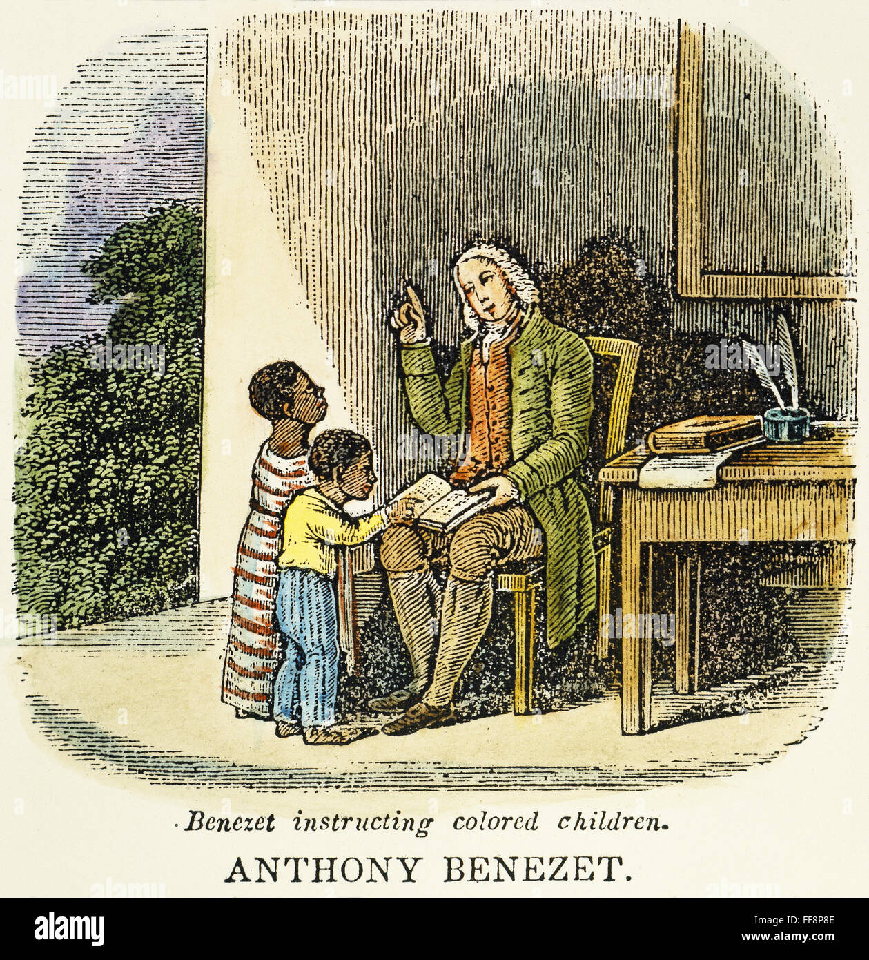 ANTHONY BENEZET (1713-1784). /NQuaker insegnante. Incisione su legno, americano, xix secolo. Foto Stock