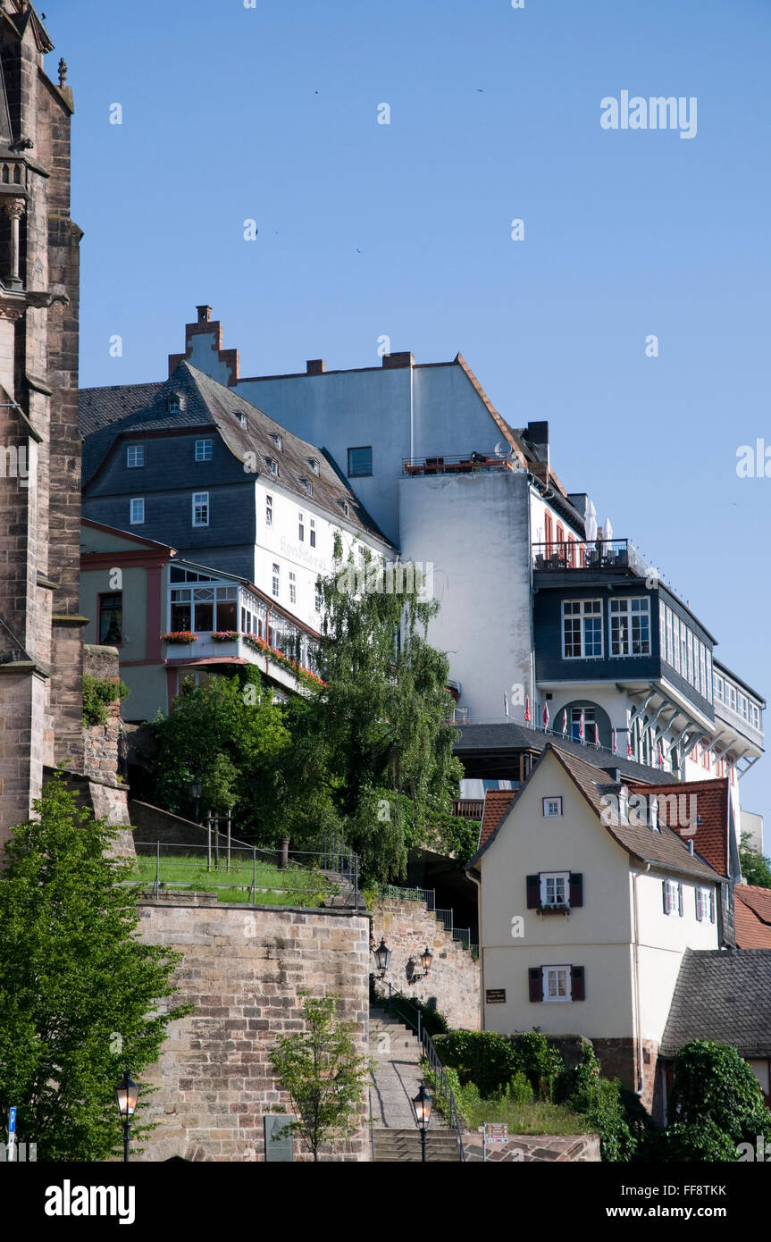 Altstadt, Marburg, Assia, Deutschland | città vecchia, fiume Lahn, Marburg, Hesse, Germania Foto Stock