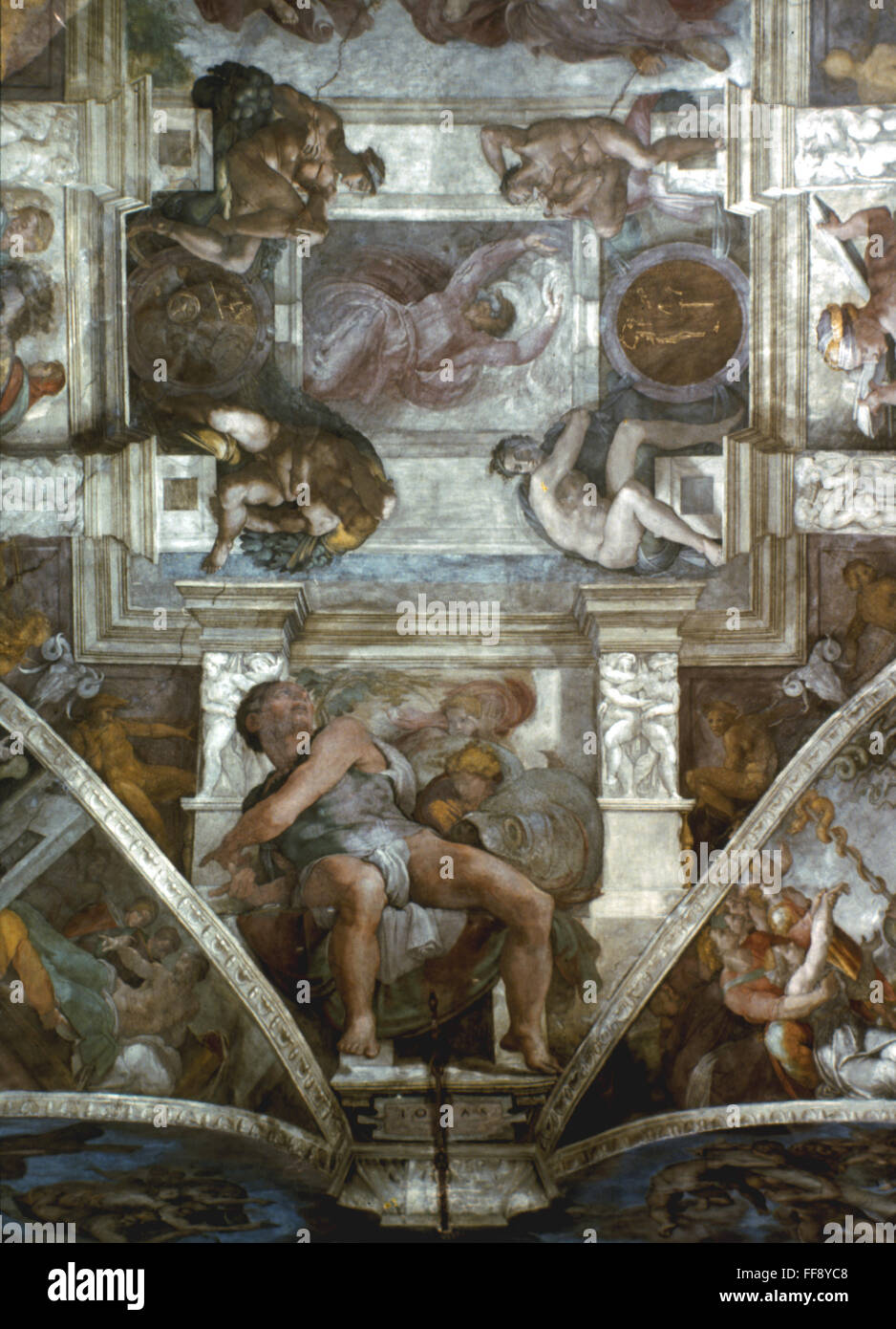 MICHELANGELO: Giona. /NProphet Giona e creazione di luce. Soffitto della Cappella  Sistina, affresco, 1508-12 Foto stock - Alamy