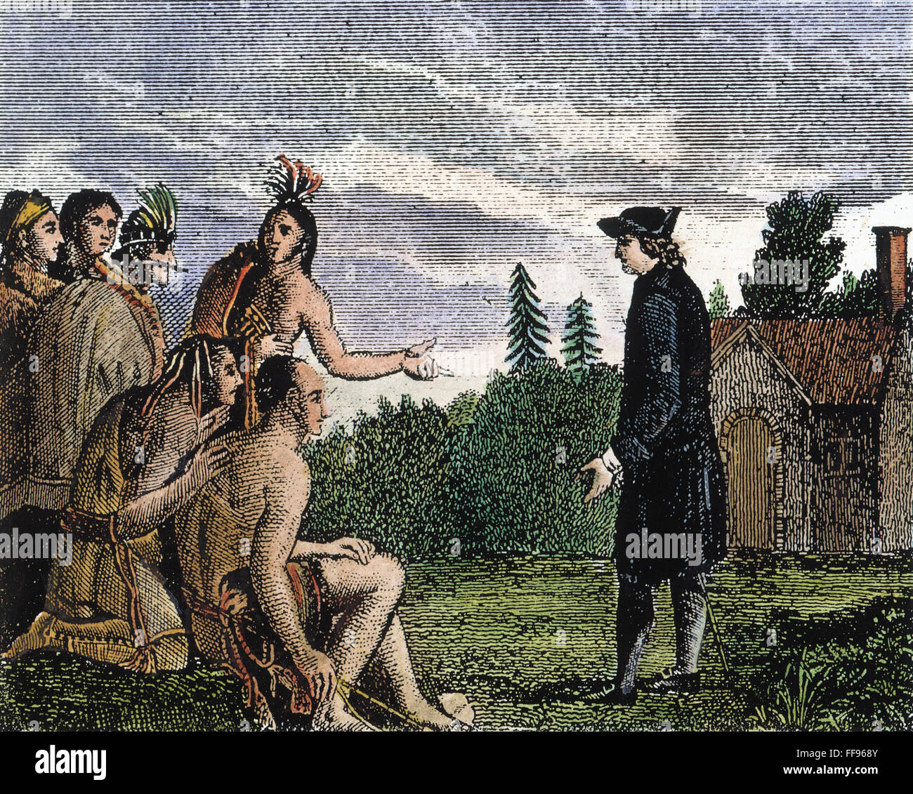 JOHN WESLEY (1703-1791) /nquando un missionario per i nativi americani in Georgia nel 1736-37. American incisione, inizi del XIX secolo. Foto Stock